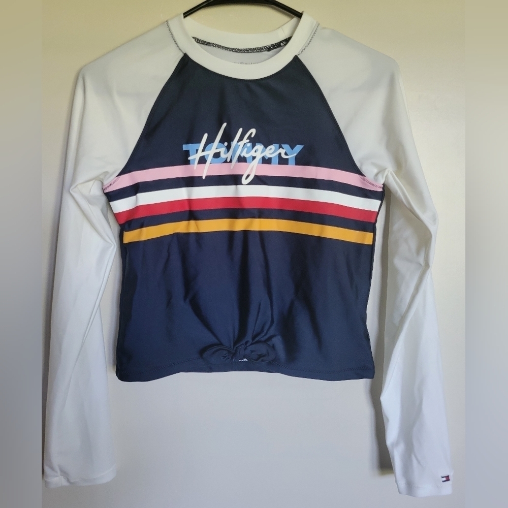 Tommy Hilfiger Girls' Long Sleeve Rashguard UPF 50+ Swimsuit Size XL